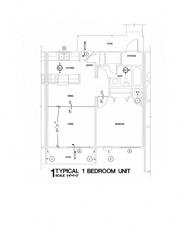Floor plan for 1 bed, 1 bath, 746 sqft